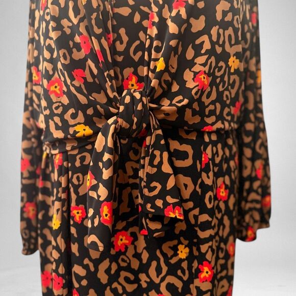 IMAN Chic Runway Jersey Dress & Tie Front Topper Leopard Print Set, Size 3XP - Picture 6 of 11